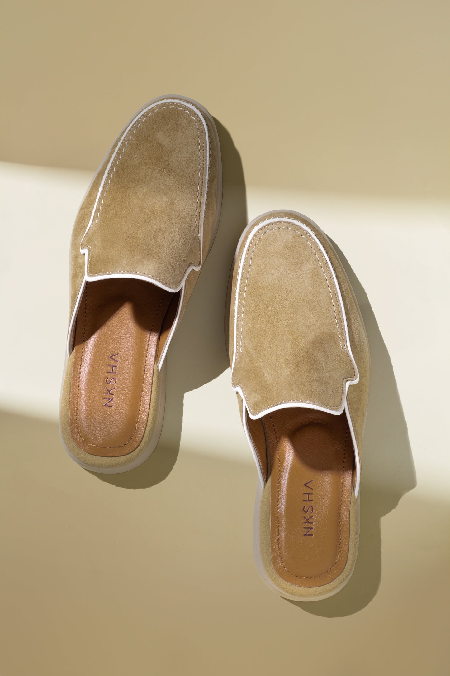 Nksha Beige Slide Loafers