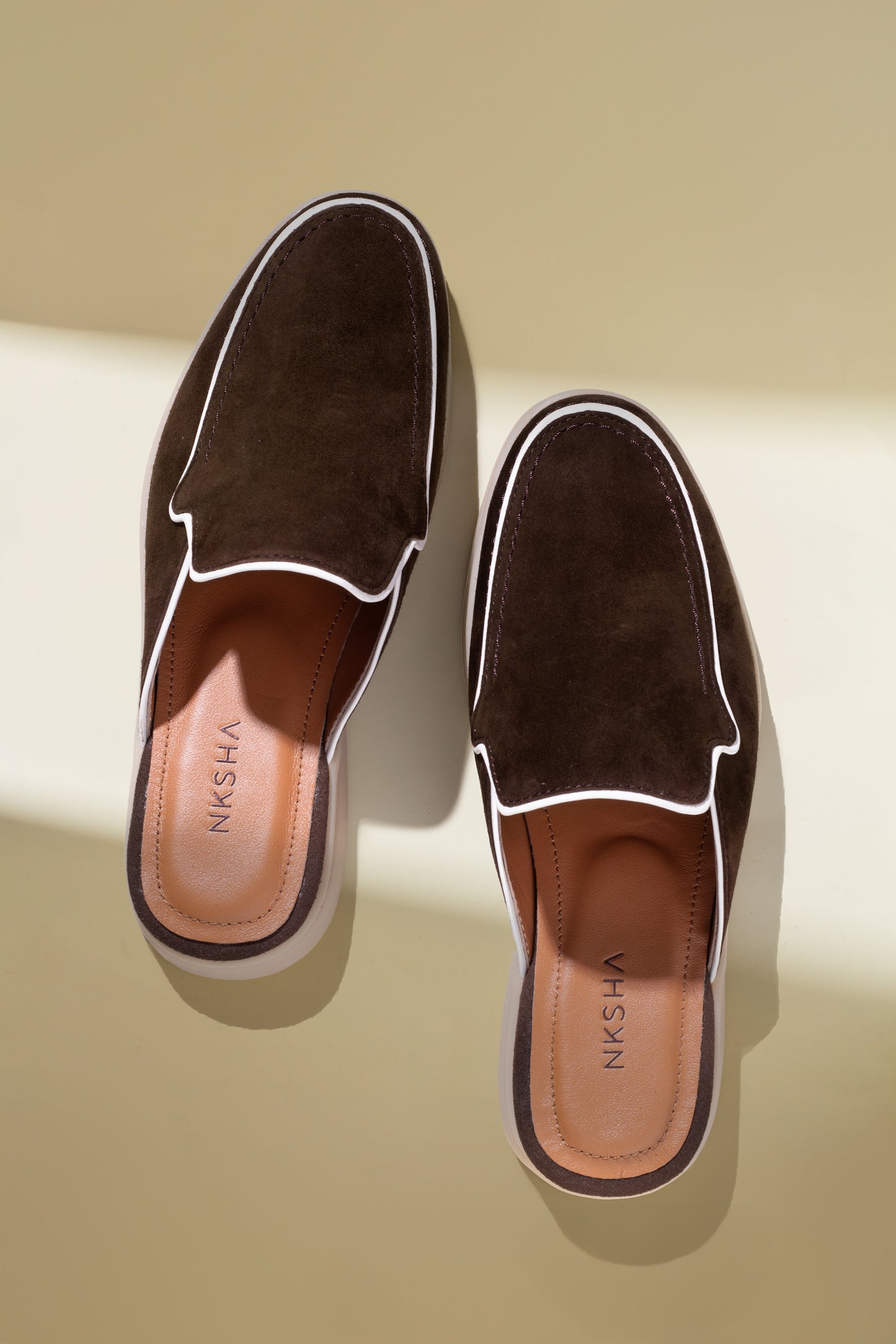 Nksha Brown Slide Loafers