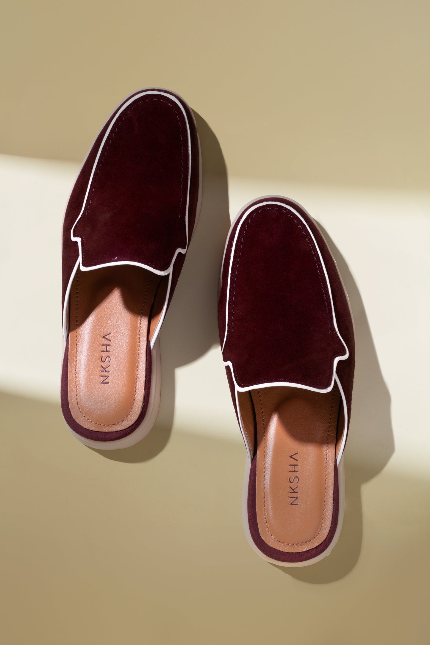 Nksha Maroon Slide Loafers
