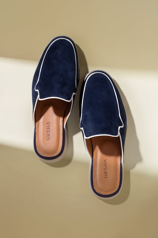 Nksha Navy Slide Loafers